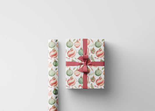 Christmas Wrapping Paper Roll, Retro Vintage Gift Wrap, Custom Printed Holiday Paper for Wrapping #24