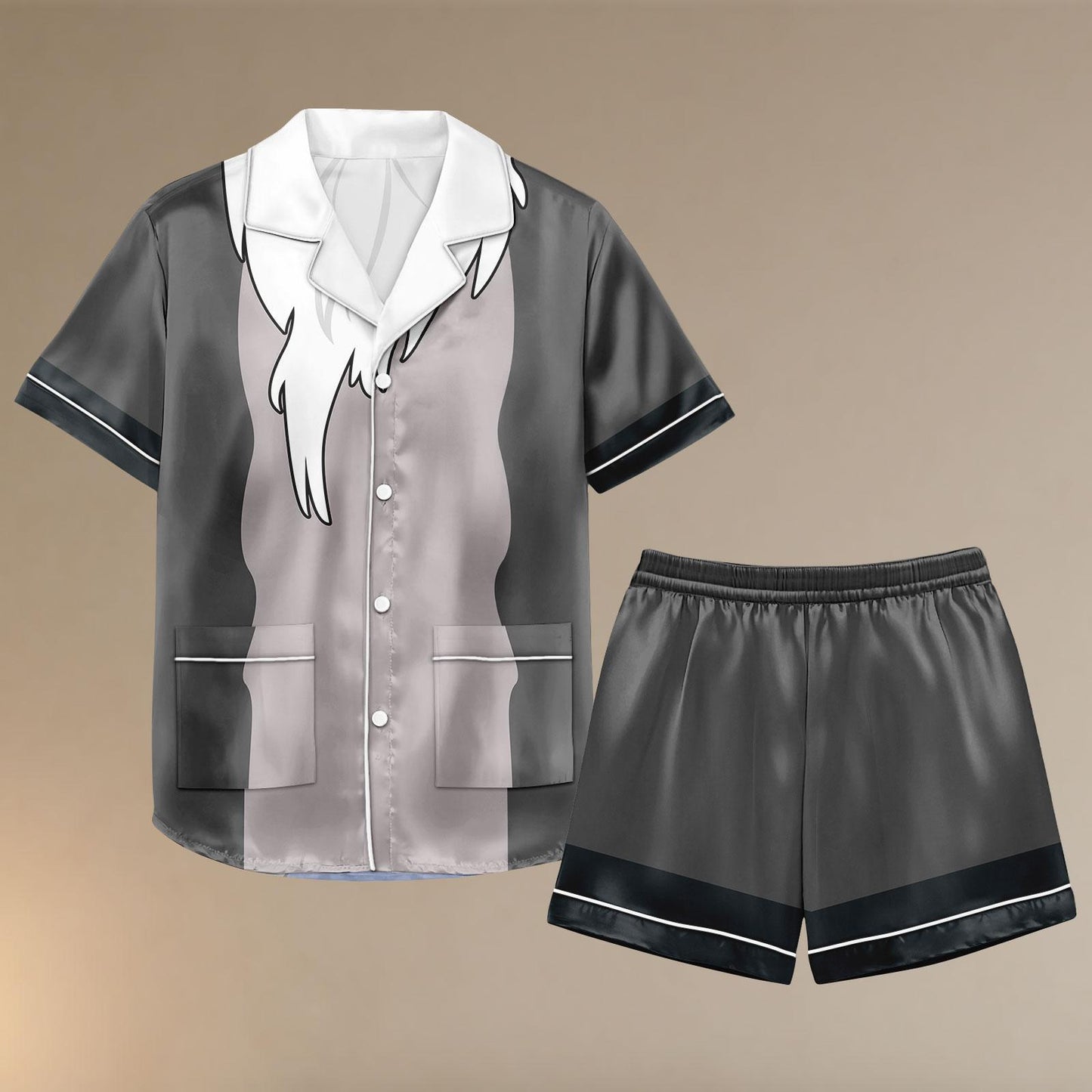 Rafiki Costume Satin Pajama Set, The Lion King Sleepwear for Women, Cartoon Cosplay PJs, Short Sleeve Set, Gift for Her, Pajamas shorts