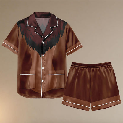 Scar The Lion King Pajama Set, Scar Satin Pjs set, Satin Halloween PJs With Shorts, Villain Costume Sleepwear, Dark Jungle Loungewear