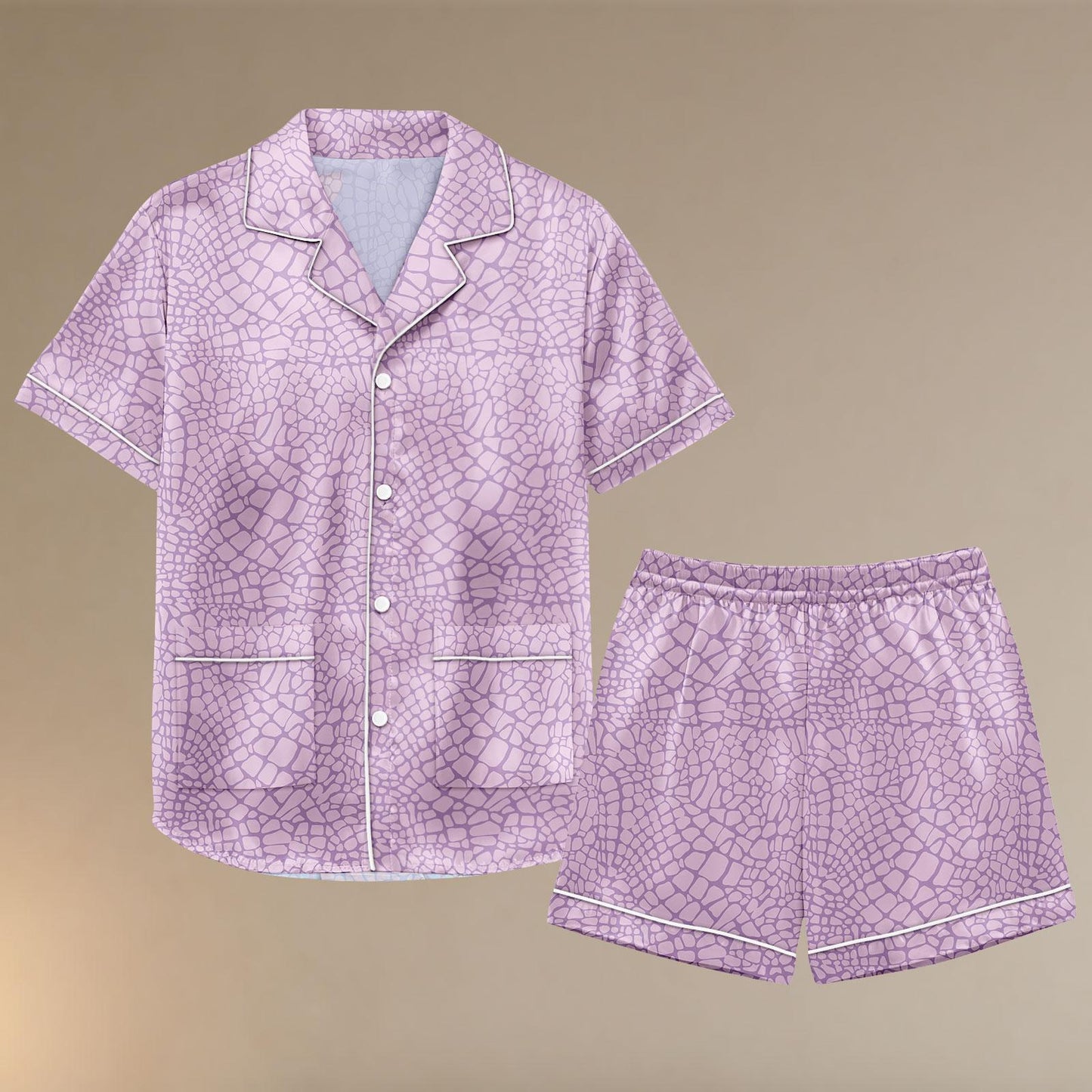 Randall Costume Satin Pjs Shorts, Monsters Inc Pajama Set, Satin Halloween PJs With Shorts, Purple Villain Loungewear, Scaly Monster Sl