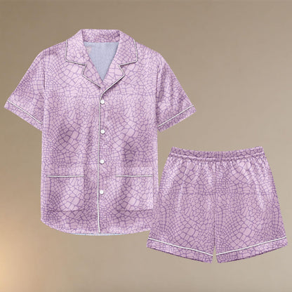 Randall Costume Satin Pjs Shorts, Monsters Inc Pajama Set, Satin Halloween PJs With Shorts, Purple Villain Loungewear, Scaly Monster Sl