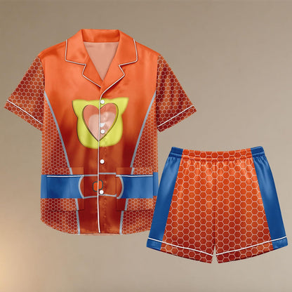 Buddy SuperKitties Satin Pajamas, Buddy Cat Costume PJs for Women, Cartoon Satin Shorts Set, Comfy Pajamas, Gift for Her, Pajamas Set