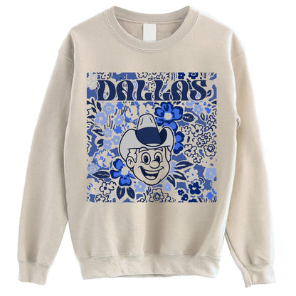 Dallas Team Mascot Shirt, Floral Spirit Mascot Sweatshirt, Game Day Tee, Abstract Flower Football Sports Shirt, Cheerleader Gift Shirt