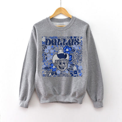 Dallas Team Mascot Shirt, Floral Spirit Mascot Sweatshirt, Game Day Tee, Abstract Flower Football Sports Shirt, Cheerleader Gift Shirt