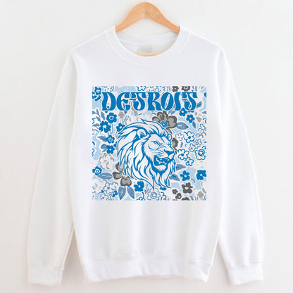 Detroit Team Mascot Shirt, Floral Spirit Mascot Sweatshirt, Game Day Tee, Abstract Flower Football Sports Shirt, Cheerleader Gift Shirt
