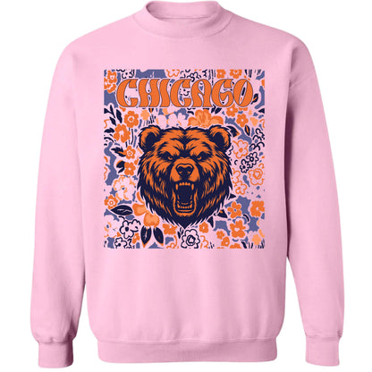 Chicago Team Mascot Shirt, Floral Spirit Mascot Sweatshirt, Game Day Tee, Abstract Flower Football Sports Shirt, Cheerleader Gift Shirt