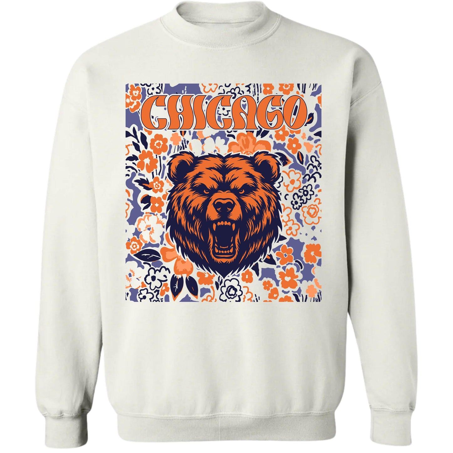 Chicago Team Mascot Shirt, Floral Spirit Mascot Sweatshirt, Game Day Tee, Abstract Flower Football Sports Shirt, Cheerleader Gift Shirt
