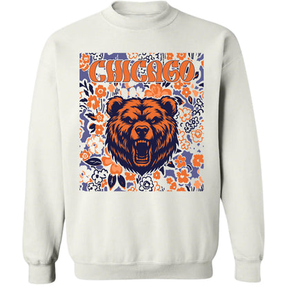 Chicago Team Mascot Shirt, Floral Spirit Mascot Sweatshirt, Game Day Tee, Abstract Flower Football Sports Shirt, Cheerleader Gift Shirt