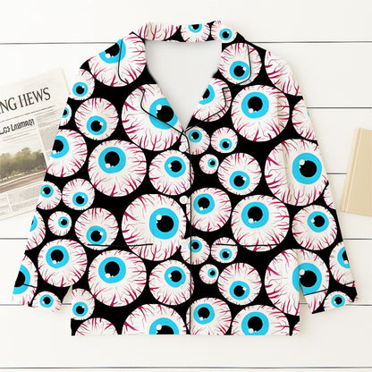 Halloween Scary Eye Ball Pajamas Set, Spooky Monster Eye Sleepwear, Creepy Halloween Homewear, Horror Holiday Nightwear, Spooky Season Gift