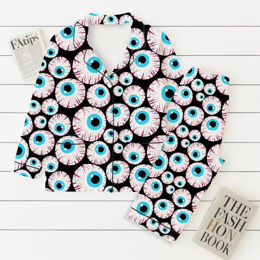 Halloween Scary Eye Ball Pajamas Set, Spooky Monster Eye Sleepwear, Creepy Halloween Homewear, Horror Holiday Nightwear, Spooky Season Gift