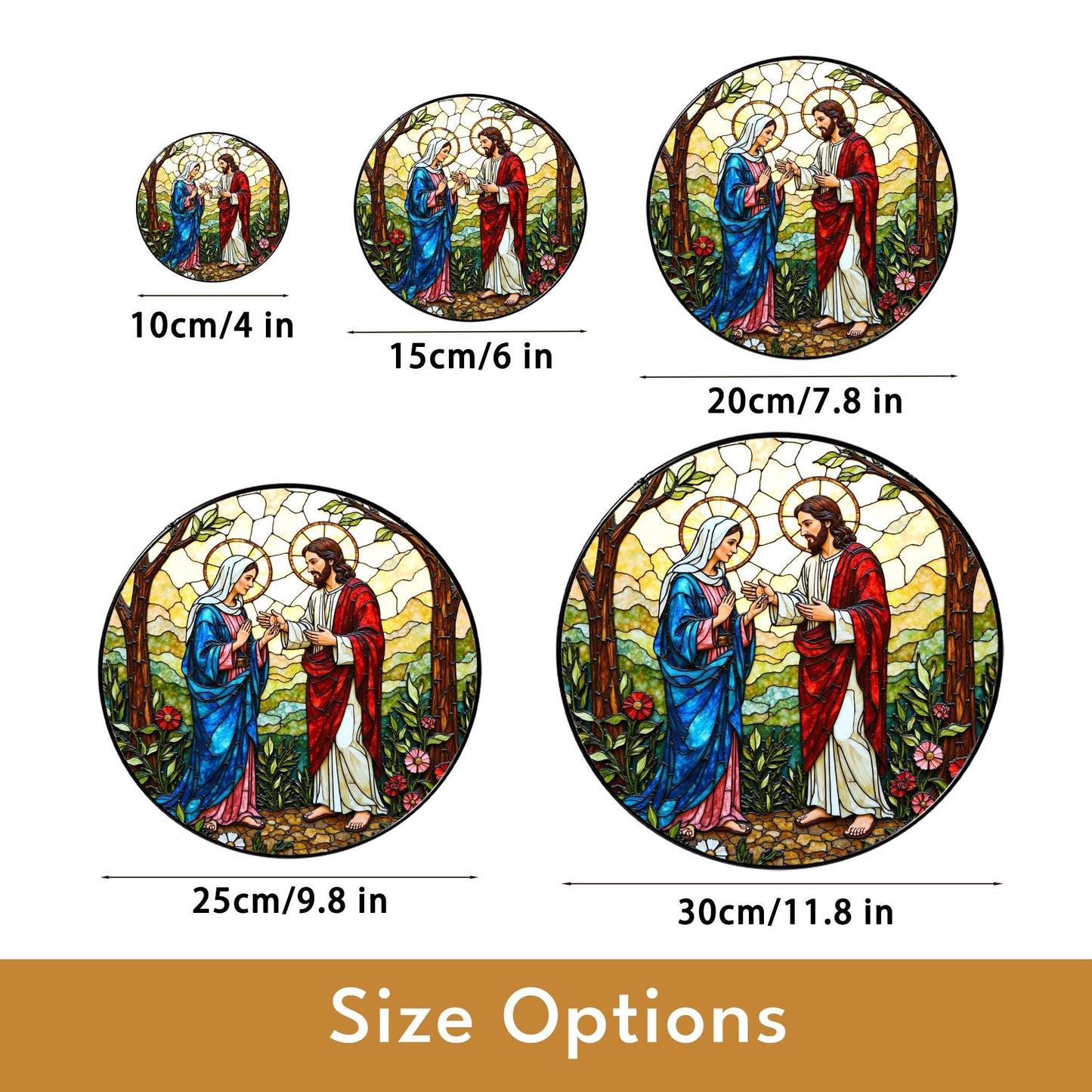 Jesus and Mary stained glass suncatcher religious window decor Easter Christian gift