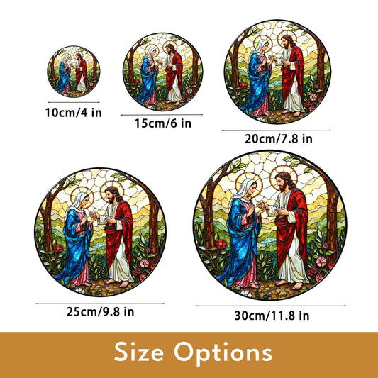 Jesus and Mary stained glass suncatcher religious window decor Easter Christian gift