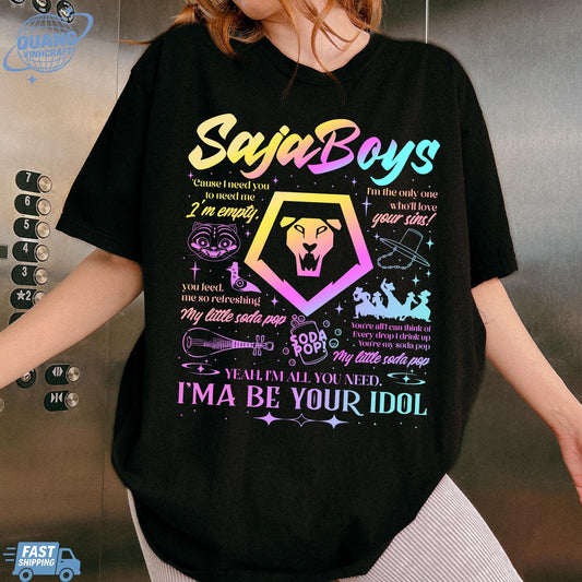 Kpop Saja Boys Shirt, Kpop Demon Hunters T-shirt, Demon Hunters Merch, Kpop Huntrix Pin shirt, Saja Boys Fan Gifts