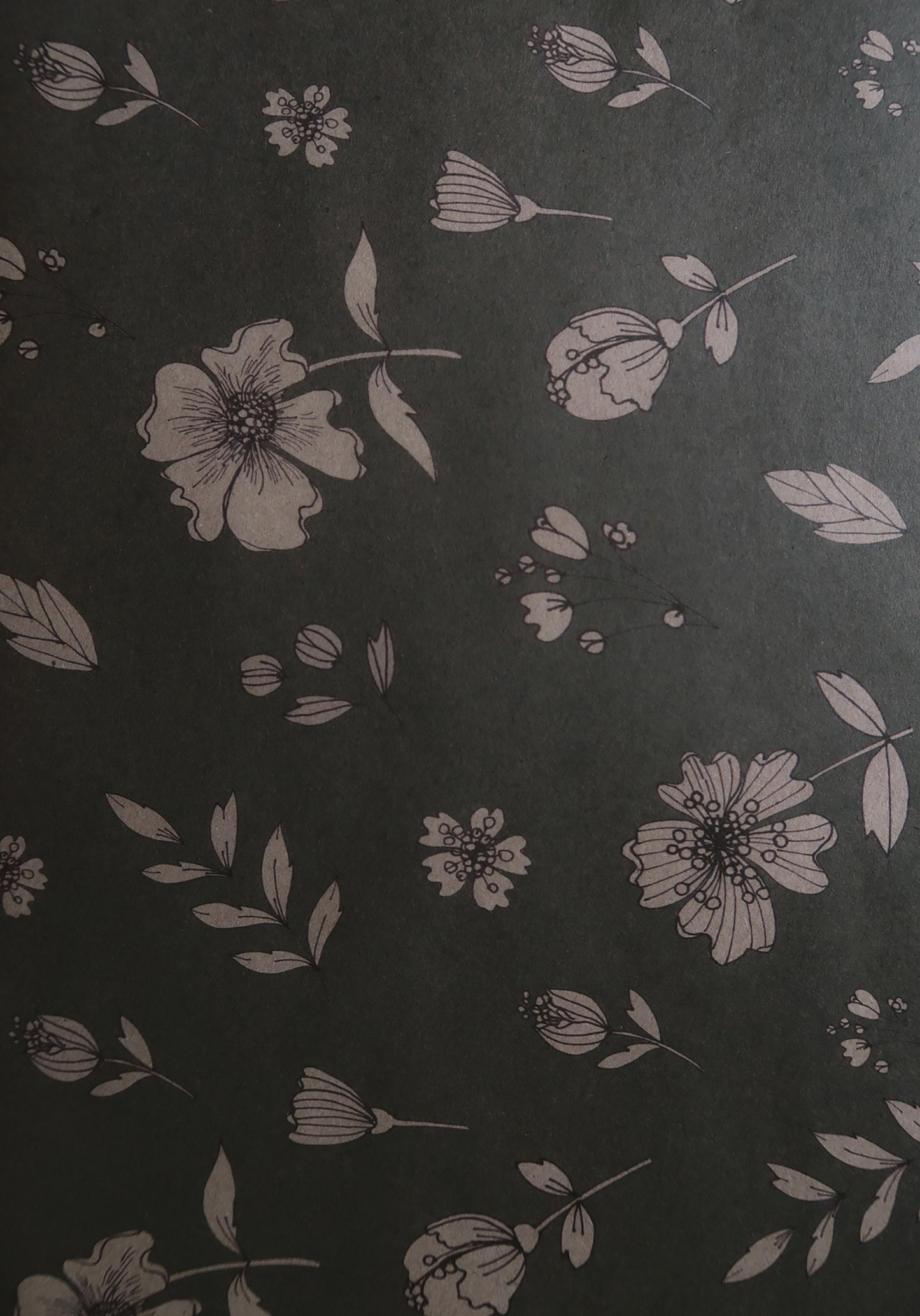 Florals on gray blue kraft Wrapping paper,Gift Wrap, Wrapping, Floral Gift Warp,natural paper,gift paper, floral wrapping,recycled paper