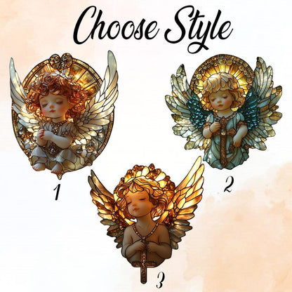 Cherub Angel Window Hanging, Elegant Angel Ornament, Home Decor for Living Room, Beautiful Angel Decor, Gift for Christmas, Prayer Angel