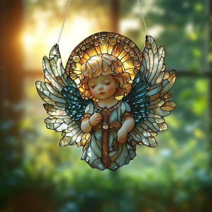 Cherub Angel Window Hanging, Elegant Angel Ornament, Home Decor for Living Room, Beautiful Angel Decor, Gift for Christmas, Prayer Angel