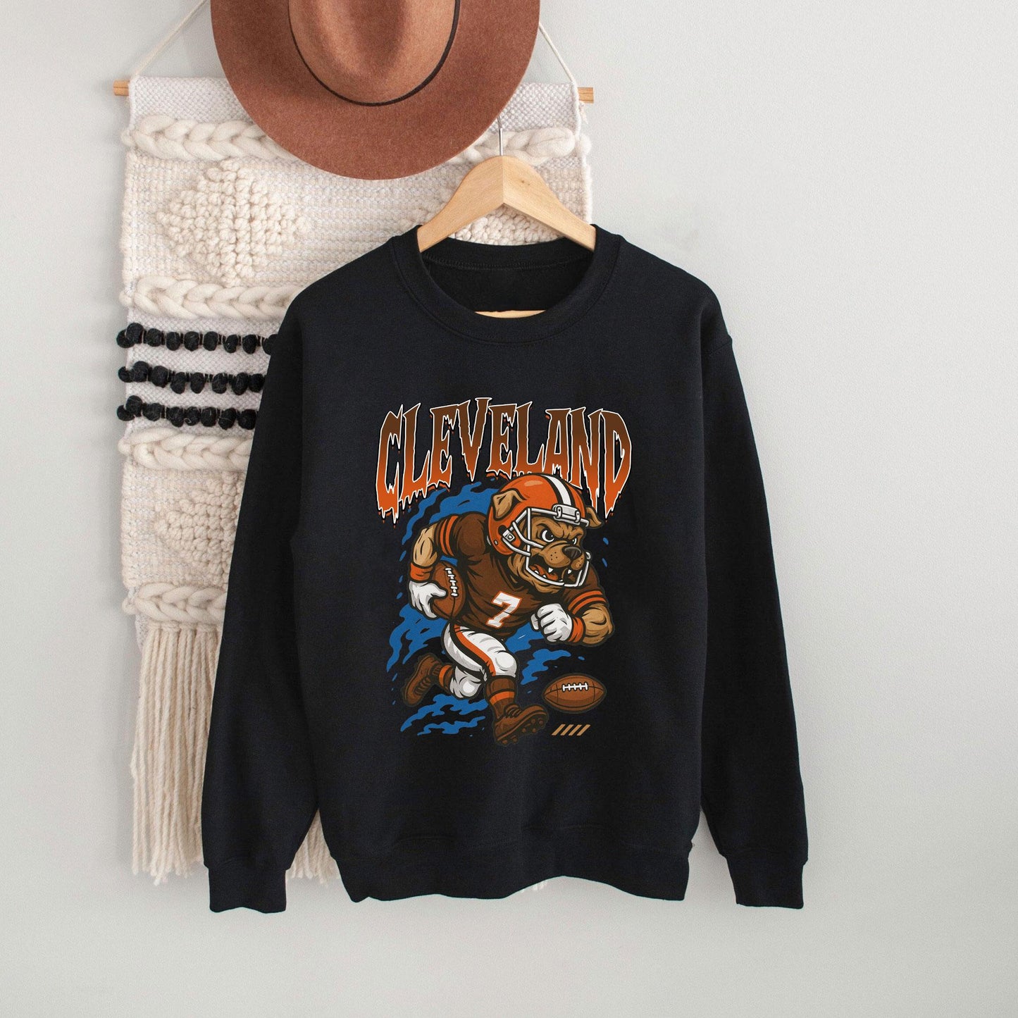 Graphic Cleveland Mascot Football Sweatshirt, Game Day Gift Shirt, Cleveland Football Fan Tee, Retro Cleveland Team Shirt, Sport Mascot Gift