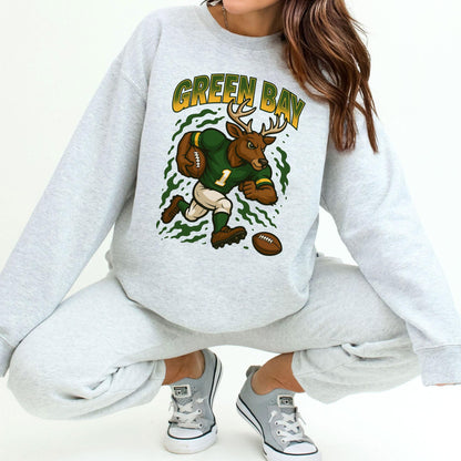 Graphic Green Bay Mascot Football Sweatshirt, Game Day Gift, Green Bay Football Fan Tee, Vintage Green Bay Team Shirt, Sport Mascot Gift