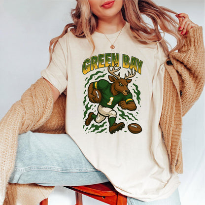 Graphic Green Bay Mascot Football Sweatshirt, Game Day Gift Shirt, Green Bay Football Fan Tee, Retro Green Bay Team Shirt, Sport Mascot Gift