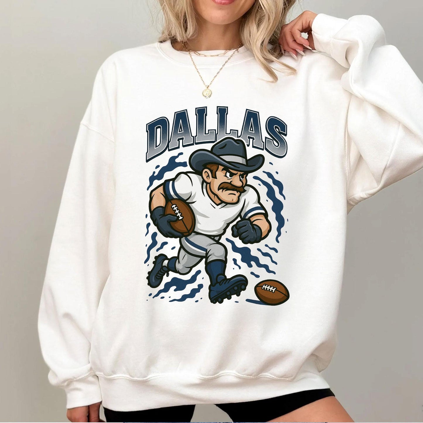 Graphic Dallas Mascot Football Sweatshirt, Game Day Gift Shirt, Dallas Football Fan Tee, Retro Dallas Team Shirt, Sport Mascot Gifts