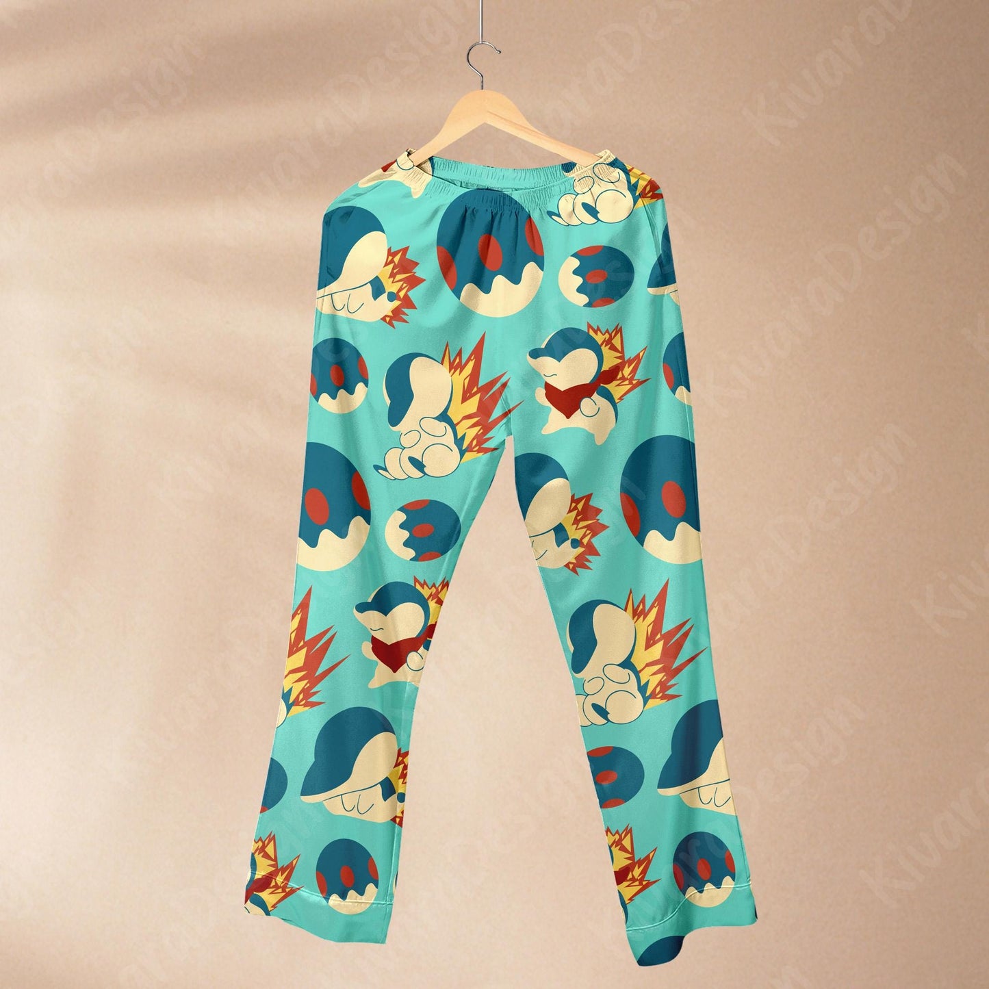 Cyndaquil Pajamas Set Cute Anime Shirt for Adult Fans - Pajama Set - Kawaii Gift for Fans