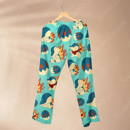 Cyndaquil Pajamas Set Cute Anime Shirt for Adult Fans - Pajama Set - Kawaii Gift for Fans