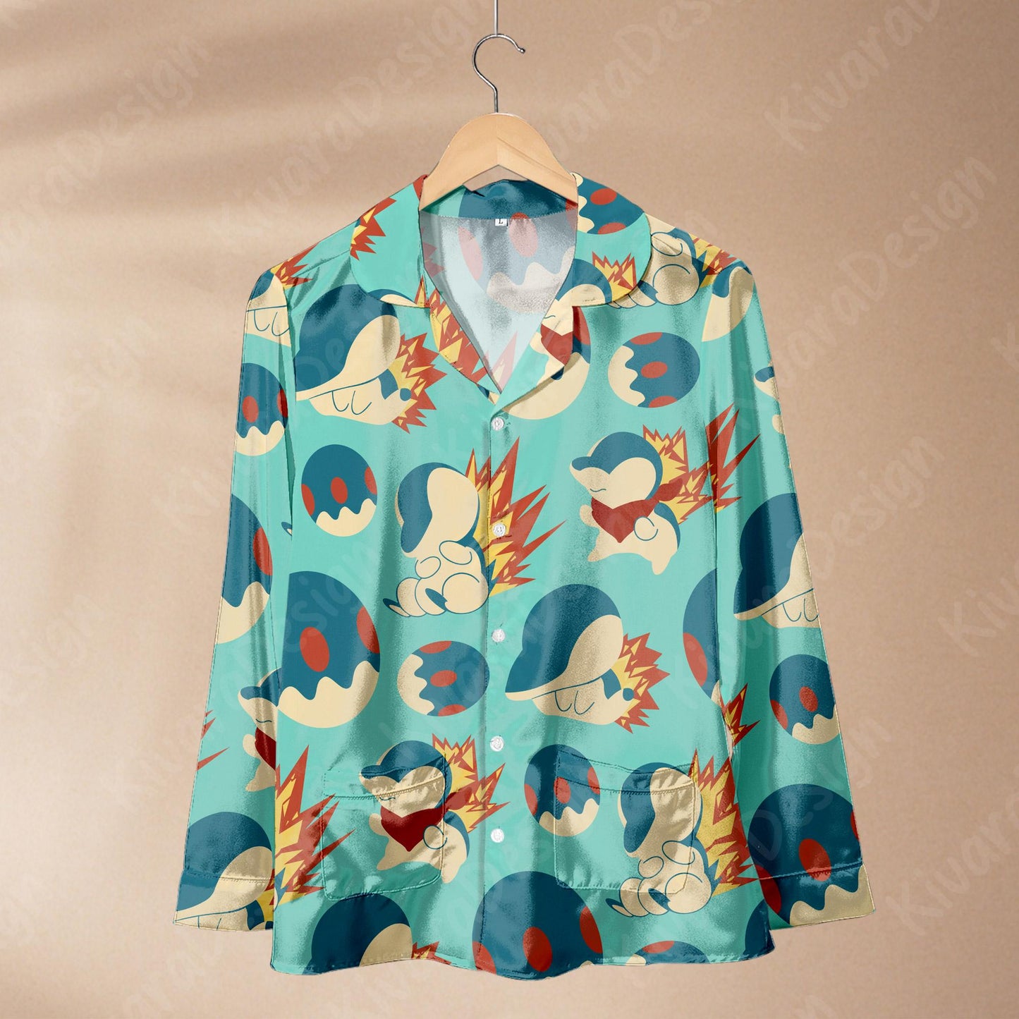 Cyndaquil Pajamas Set Cute Anime Shirt for Adult Fans - Pajama Set - Kawaii Gift for Fans