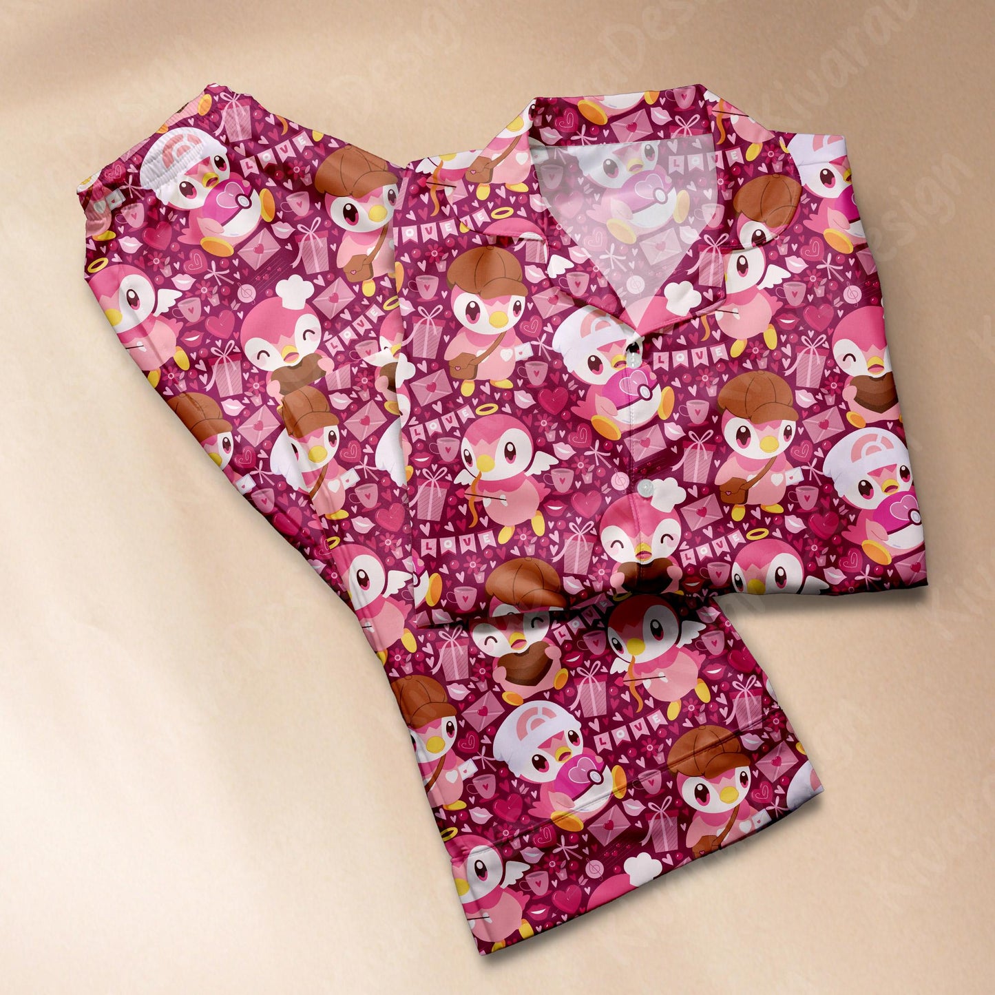 Shiny Piplup Pajamas Set Cute Anime Pajama Set Kawaii Gift for Fans