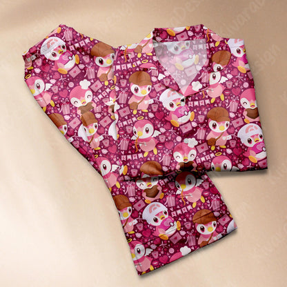 Shiny Piplup Pajamas Set Cute Anime Pajama Set Kawaii Gift for Fans