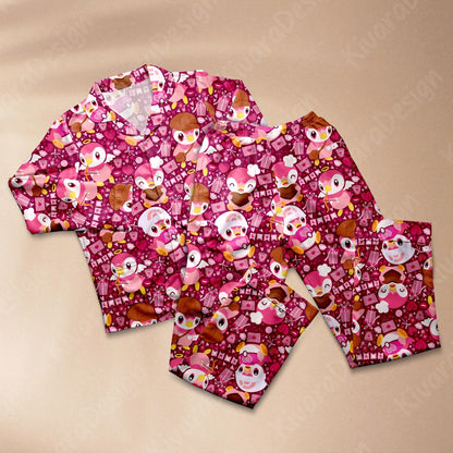 Shiny Piplup Pajamas Set Cute Anime Pajama Set Kawaii Gift for Fans