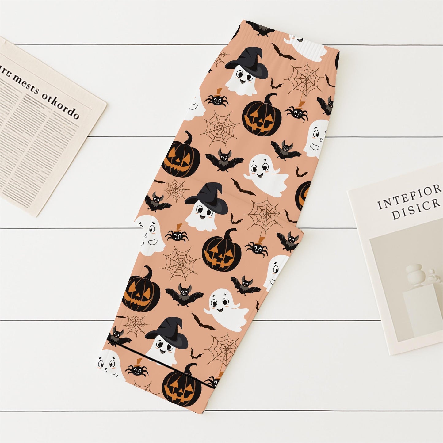 Halloween Witch Ghost Pumpkin Pajamas Set, Halloween Pattern Homewear, Spooky Pumpkin Loungewear, Cute Ghost Sleepwear, Halloween Nightwear