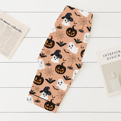 Halloween Witch Ghost Pumpkin Pajamas Set, Halloween Pattern Homewear, Spooky Pumpkin Loungewear, Cute Ghost Sleepwear, Halloween Nightwear