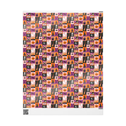 Spooky Halloween Wrapping Paper Roll, Ghost and Pumpkin Gift Wrap, Custom Trick or Treat Packaging for October Gifts
