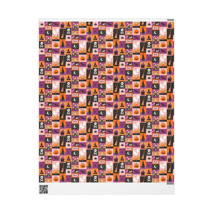 Spooky Halloween Wrapping Paper Roll, Ghost and Pumpkin Gift Wrap, Custom Trick or Treat Packaging for October Gifts