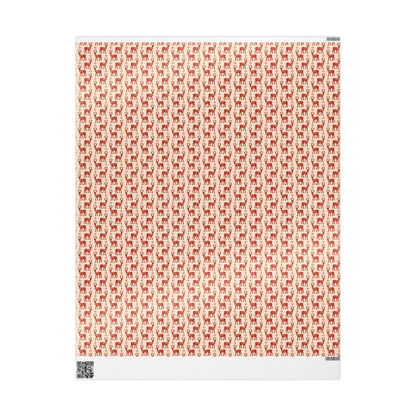 Retro Christmas Wrapping Paper Roll, Xmas Deers Vintage Style Holiday Wrap, Nordic Christmas Gift Design