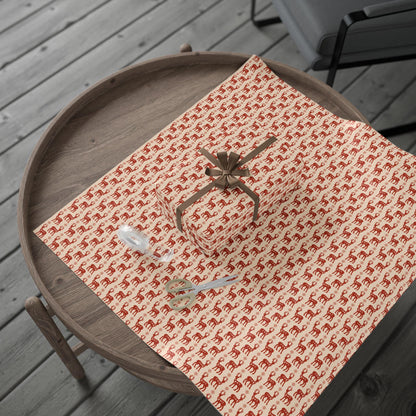 Retro Christmas Wrapping Paper Roll, Xmas Deers Vintage Style Holiday Wrap, Nordic Christmas Gift Design