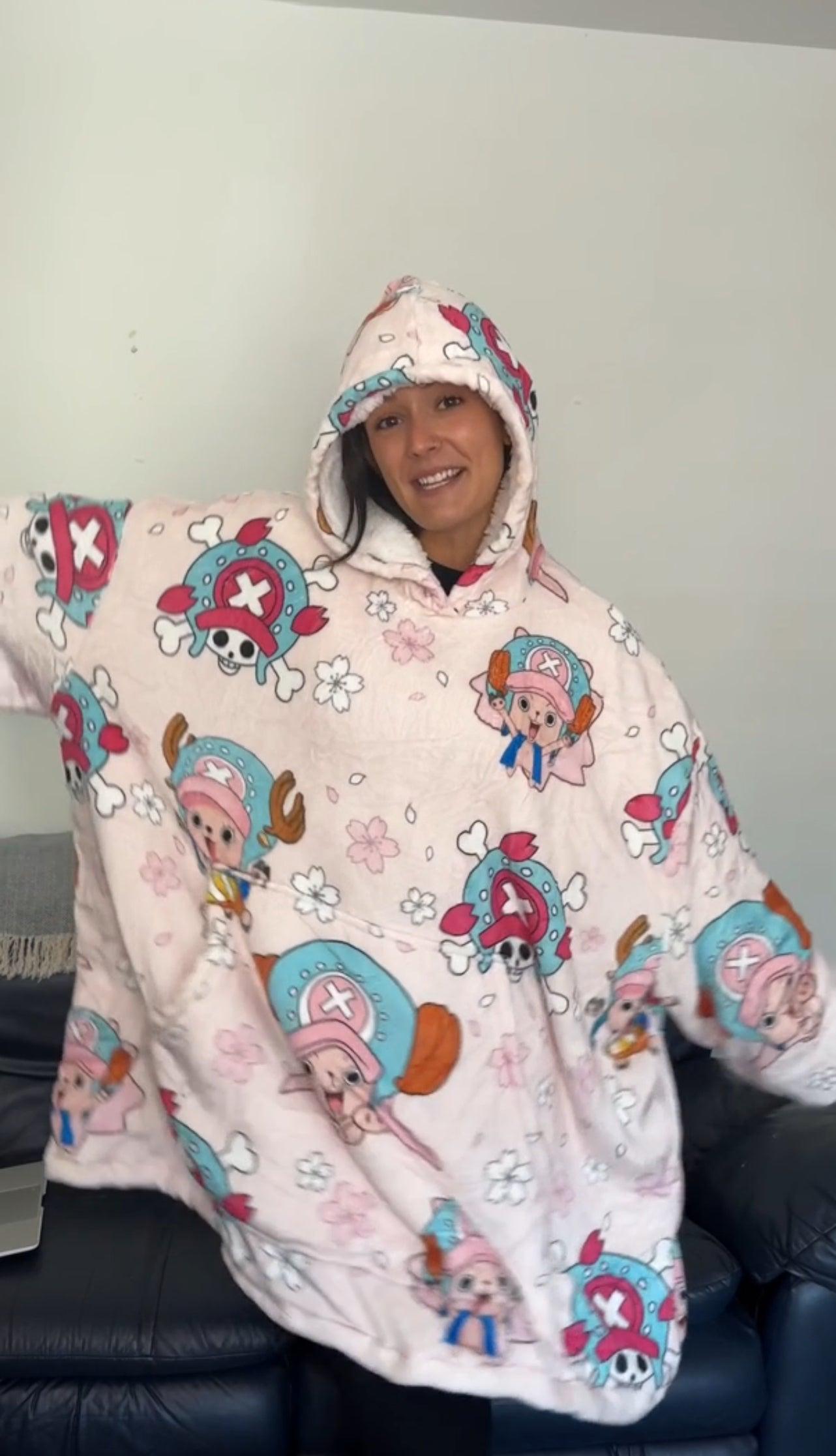 Anime Blanket Hoodie  oversize snuggle Sherpa  unisex adults and kids
