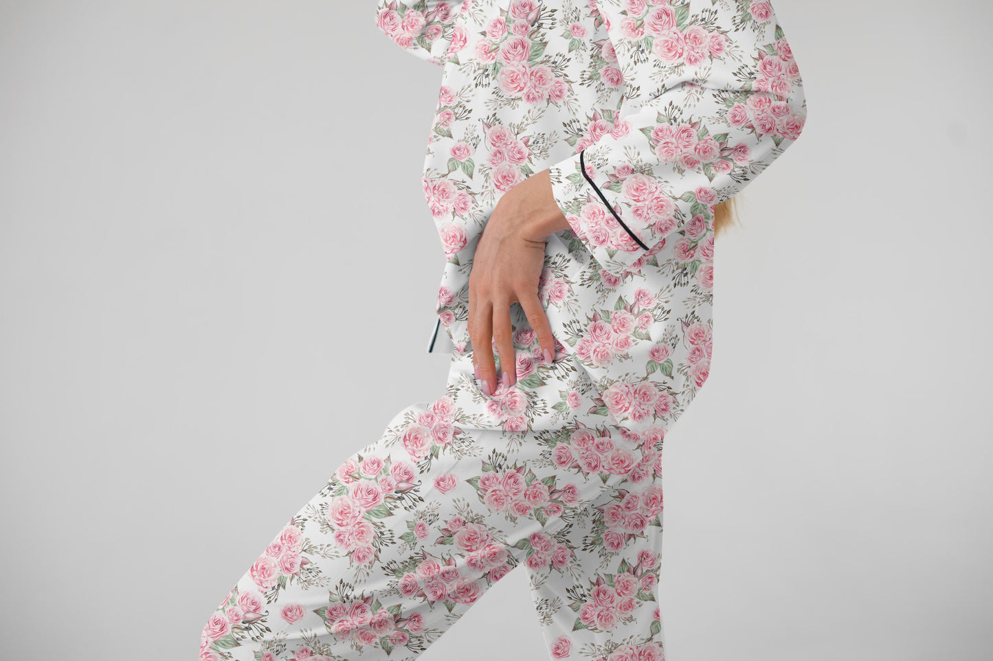 Satin Pajama Set – Bridgerton-Inspired Bridal Sleepwear | Rose Floral Silk Pajamas for Bride & Bridesmaids