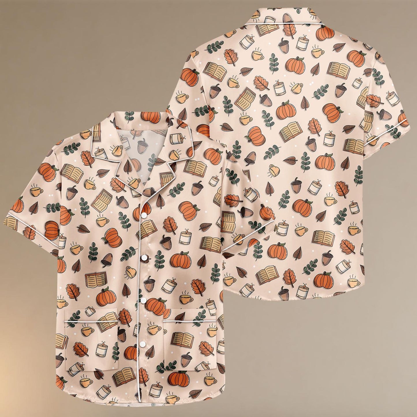 Cozy Fall Aesthetic Satin Pajamas, Autumn Pajamas Set, Autumn Pajamas, Cozy Fall Christmas Pajamas, Gift For Her, Birthday Gift