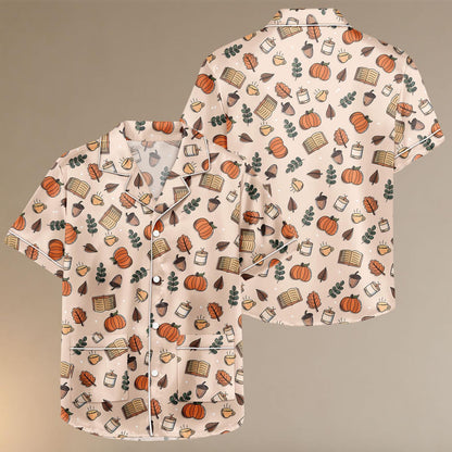 Cozy Fall Aesthetic Satin Pajamas, Autumn Pajamas Set, Autumn Pajamas, Cozy Fall Christmas Pajamas, Gift For Her, Birthday Gift