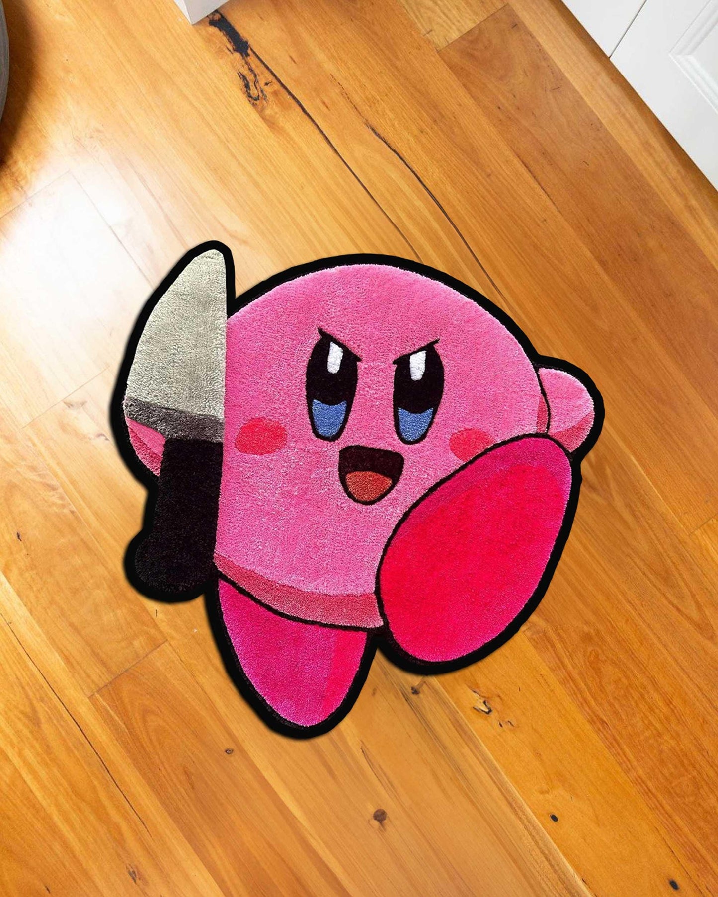 Kirby with knife rug, Sleeping Kirby Rug, Kirby rug,Kirby Rug,Girl Room Decor,Pink Room Decor,cute kirby rug,girl Room Decor, custom rug