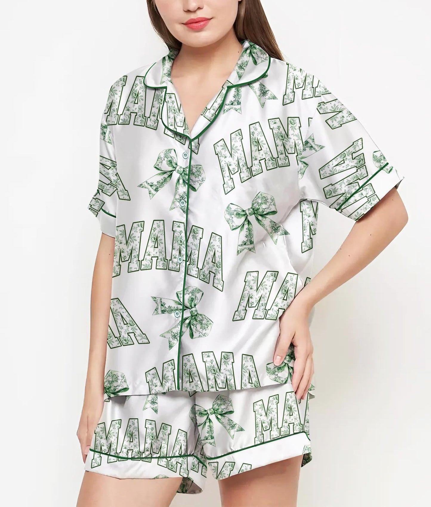 Mom Birthday Gift, MaMa Pajamas Satin Set, Mother Day Gift, Gift For Her, Gift For Grandma, Birthday Gift, Gift For Women, Mama Chinoiserie