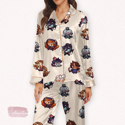 Limbus Company Set – Chibi Game Character Satin Pajamas | Soft Cozy Gamer Sleepwear for Project Moon & Limbus Fans