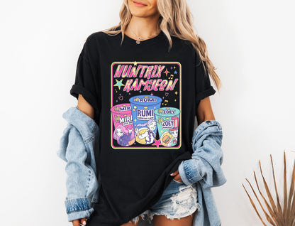 Huntrix Ramyeon Shirt, Demon Hunter Movie Inspired Noodle T-shirt, Demon Hunters Tee, Huntrix Girl T-Shirt, Mira Rumi Joey Shirt