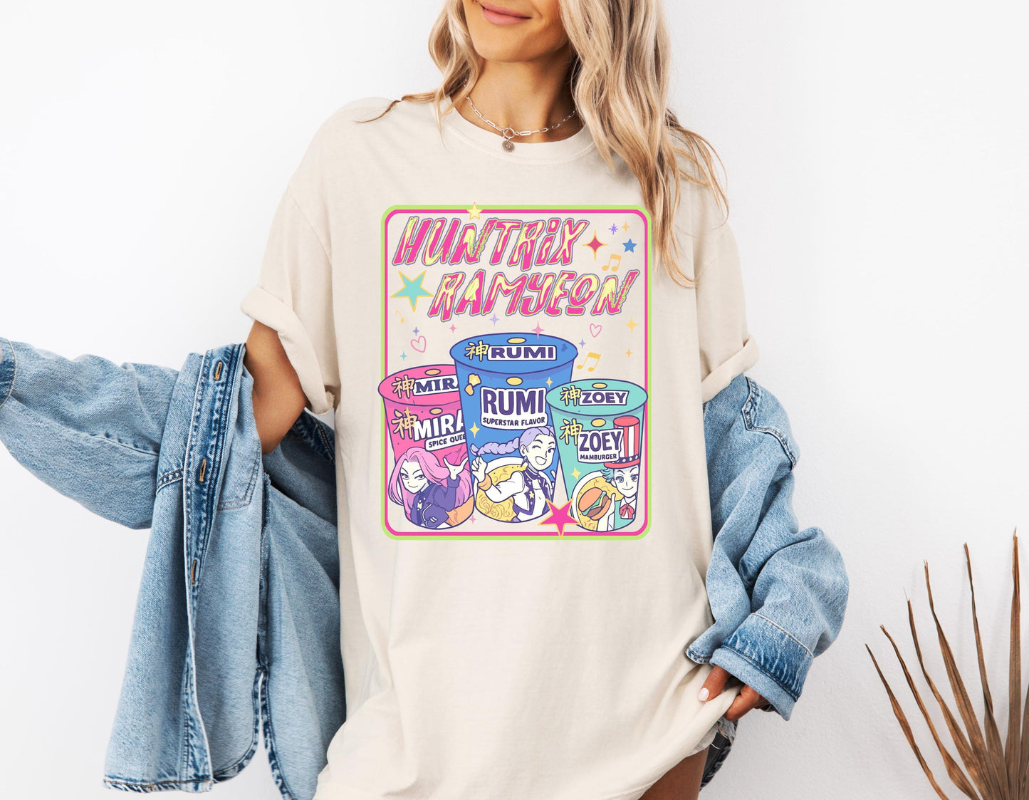 Huntrix Ramyeon Shirt, Demon Hunter Movie Inspired Noodle T-shirt, Demon Hunters Tee, Huntrix Girl T-Shirt, Mira Rumi Joey Shirt