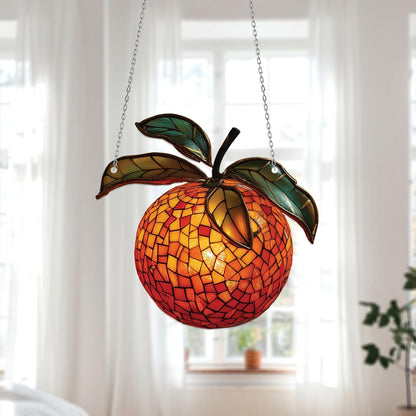 Orange Fruit Window Hanging, Bright and Fresh Citrus Decor for Kitchen or Dining Room, Vibrant Summer Home Accent Ornament