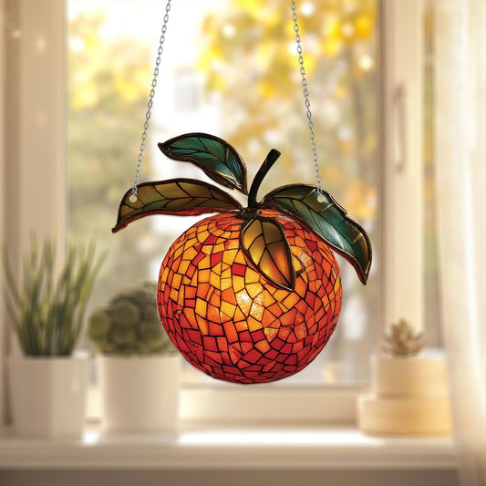 Orange Fruit Window Hanging, Bright and Fresh Citrus Decor for Kitchen or Dining Room, Vibrant Summer Home Accent Ornament