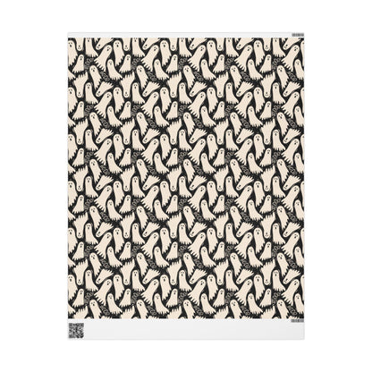 Spooky Halloween Wrapping Paper Roll, Cute Ghosts Gift Wrap, Custom Trick or Treat Packaging for October Gifts
