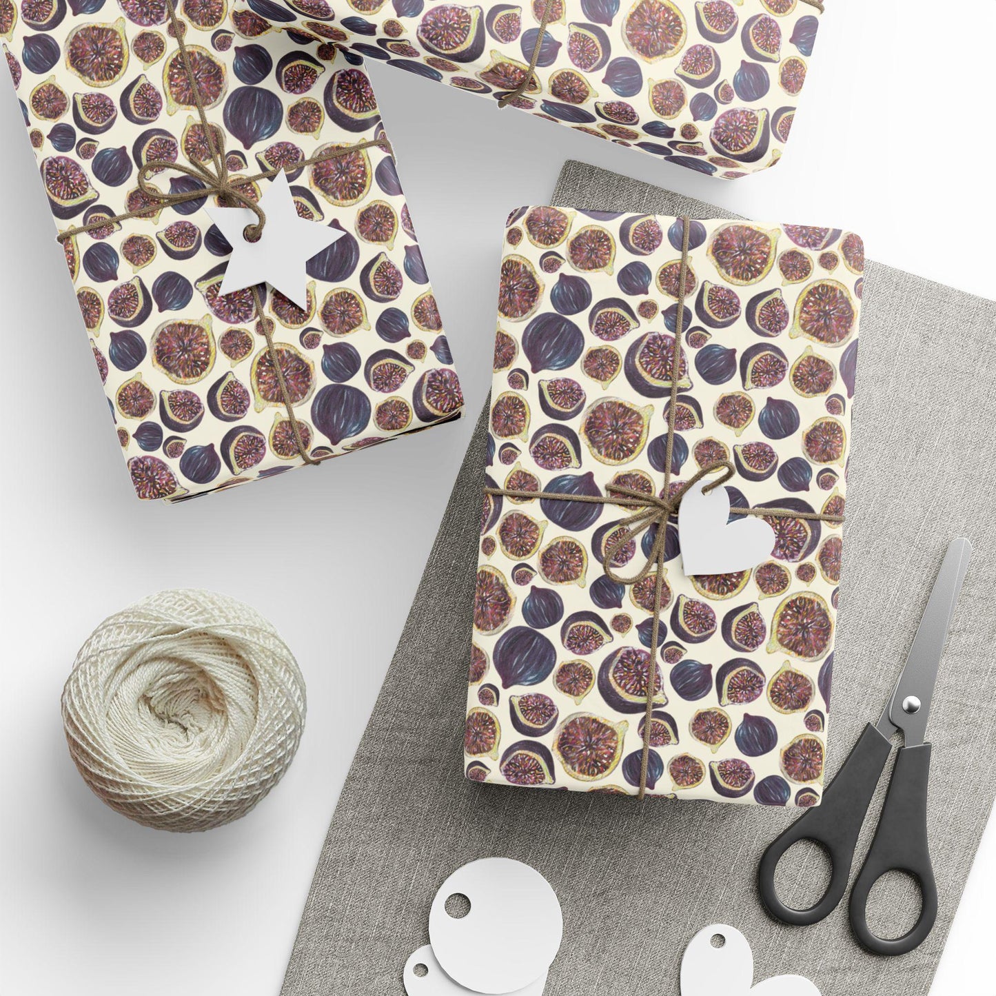 Figs Wrapping Paper Summer or Autumn Fruit Gift Wrap for Foodie Birthdays, Rustic Packaging, Farmers Market & Mediterranean Gifts