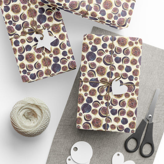 Figs Wrapping Paper Summer or Autumn Fruit Gift Wrap for Foodie Birthdays, Rustic Packaging, Farmers Market & Mediterranean Gifts
